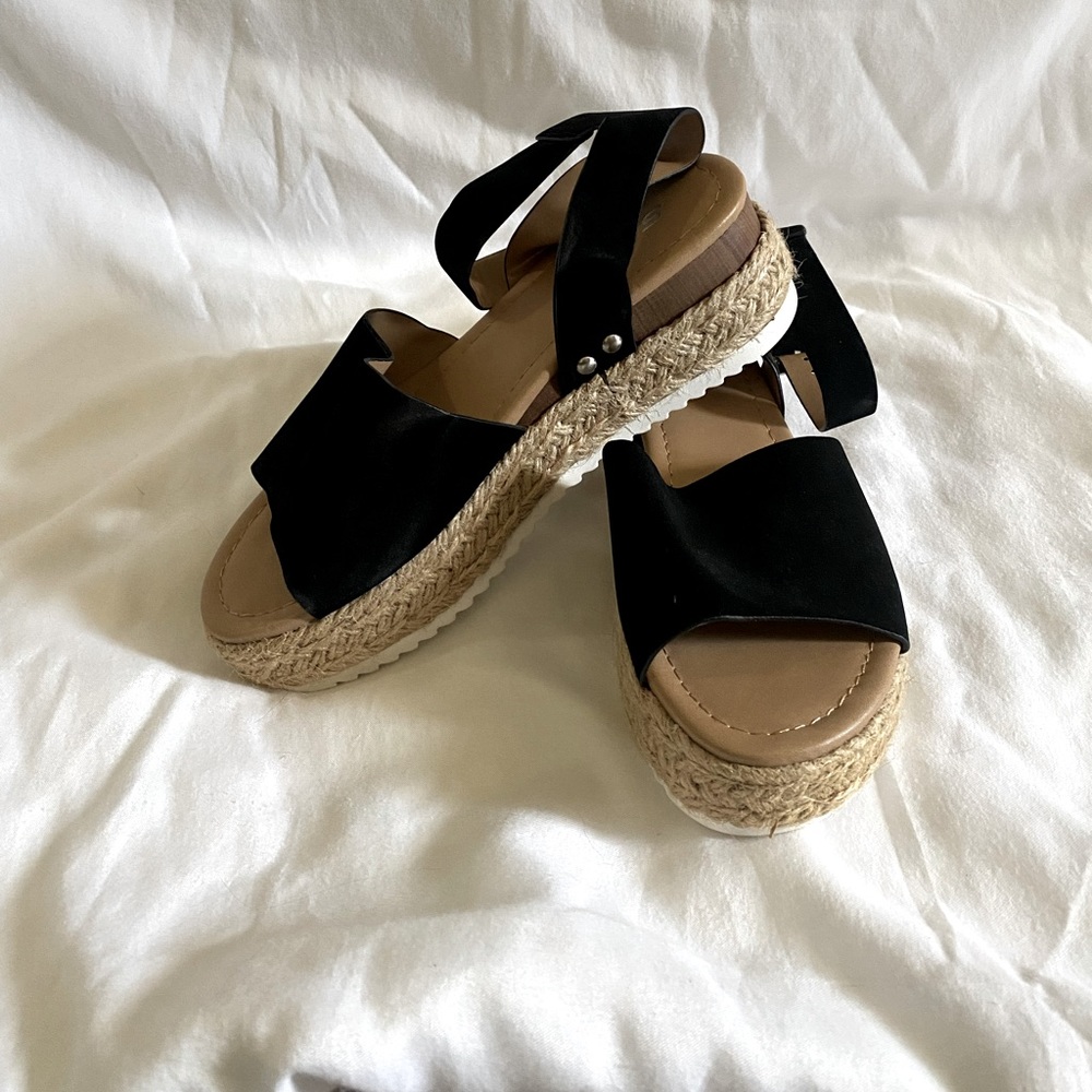 Womens black espadrille sandals